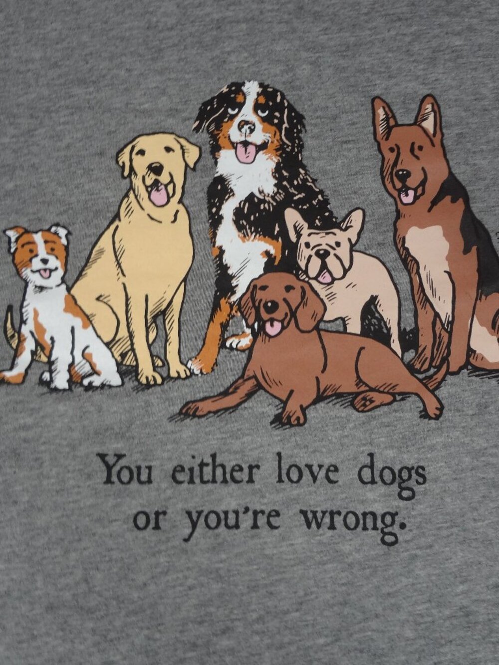 NWT LIFE IS GOOD LOVE DOGS OR YOURE WRONG WOMENS LONG SLEEVE GRAY XXL SHIRT L640